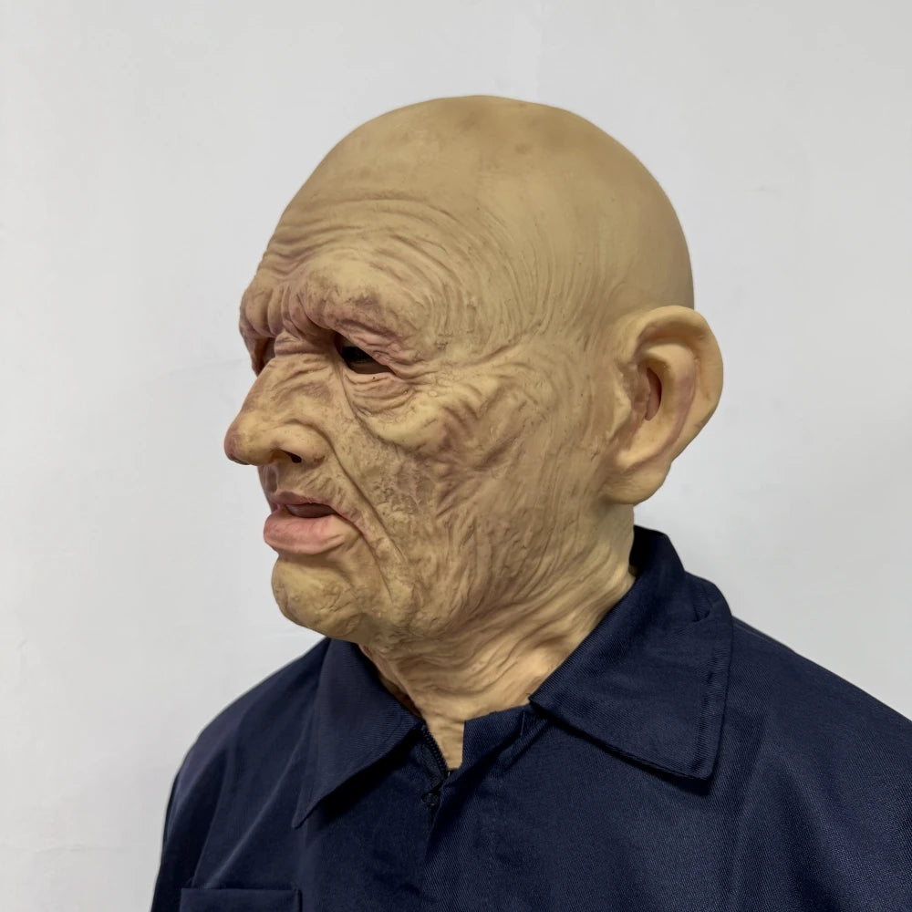 Masque Réaliste Vieil Homme en Latex Silicone – Modèle Long Cou, Toucher Doux