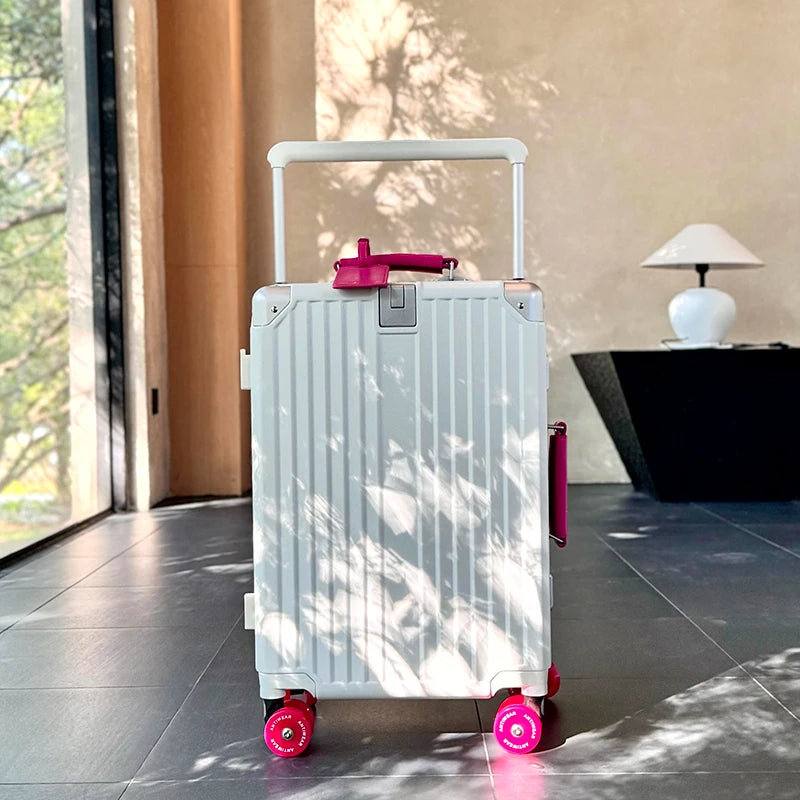Valise rigide en PC avec poignée télescopique à tube large SUSHIMU – bagage à roulettes extensible, 20, 24, 26 et 28 pouces