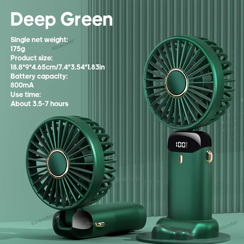 Ventilateur portable pliable Kinscoter USB 800 mAh avec affichage LED – Mini ventilateur rechargeable pour la maison et l’extérieur