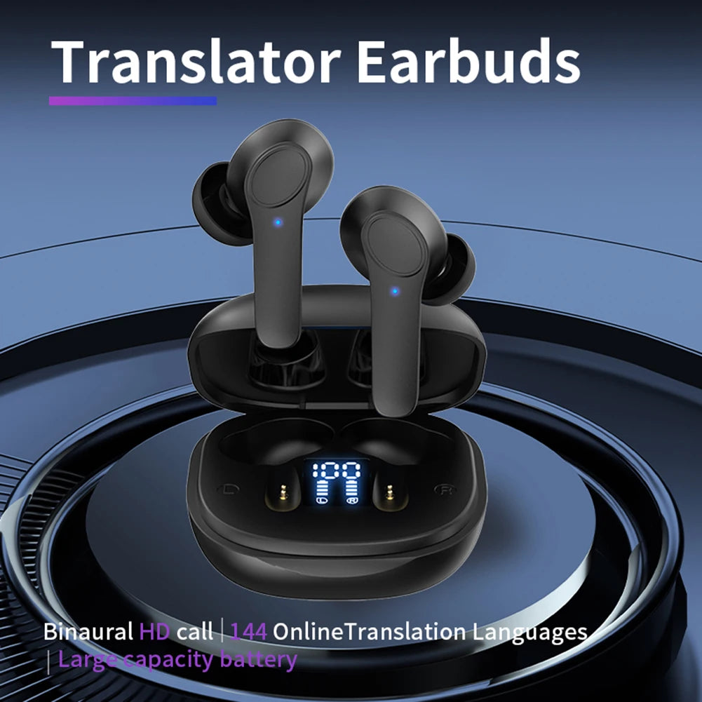 Écouteurs traducteur en temps réel, 144 langues, 4 modes de traduction, sans fil, BT, suppression du bruit, étanche IPX6