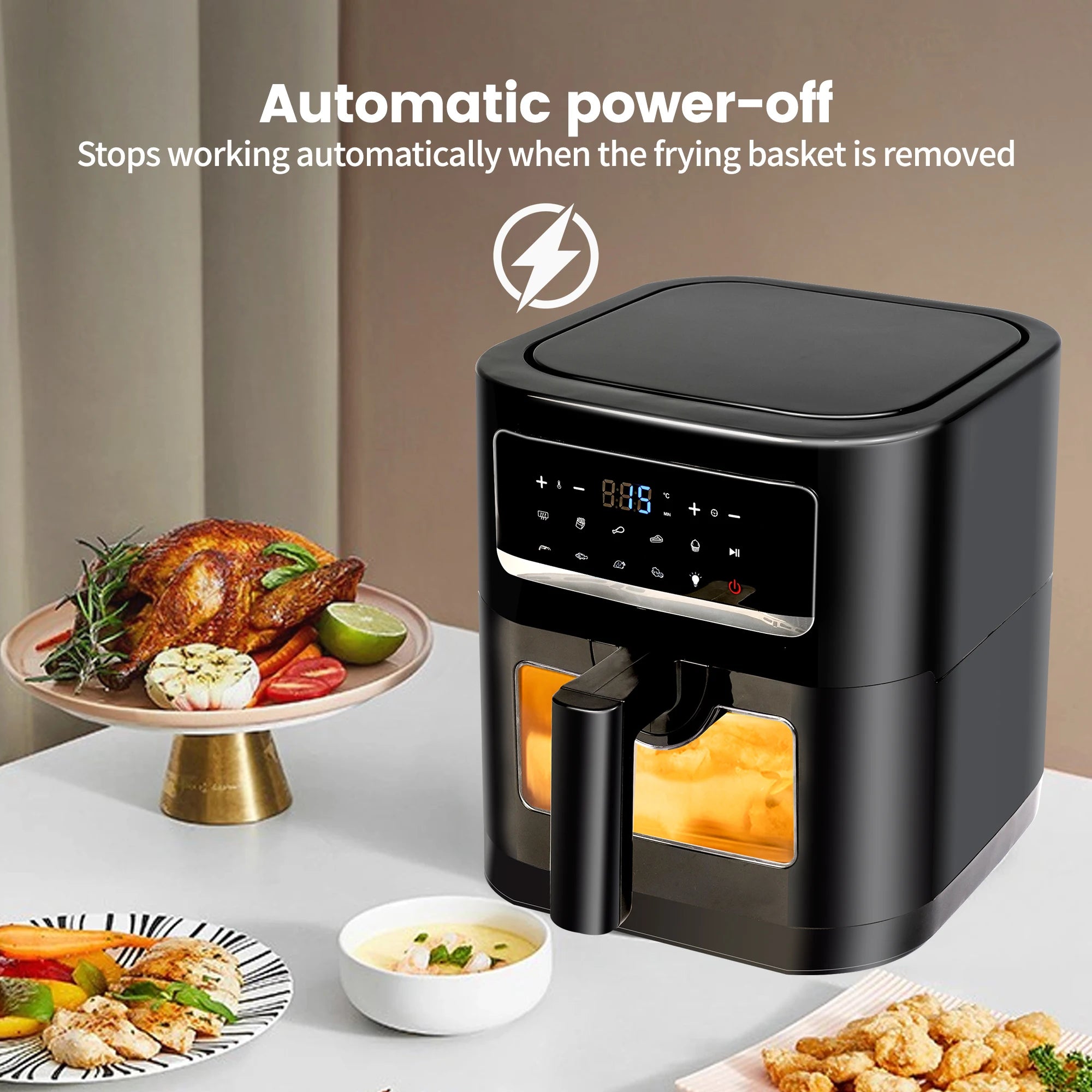 Friteuse à air Vision, grande friteuse à air de 7 L, 10 fonctions prédéfinies, friture à air, rôtissage, cuisson, déshydratation, réchauffage et plus encore, silencieuse, antiadhésive, EA