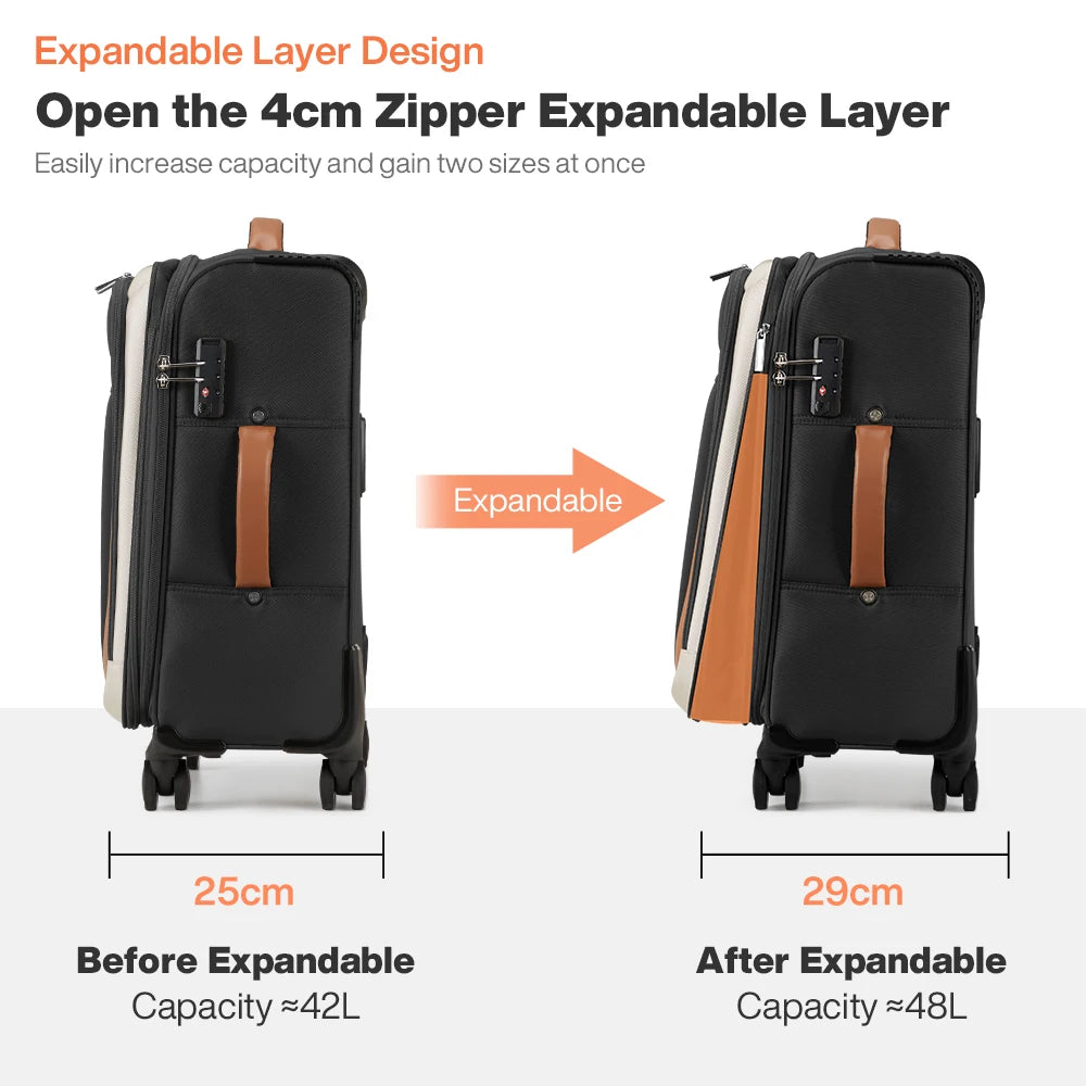 Valise Oxford pour voyage d’affaires Mixi – hommes et femmes, bagage à main, Spinner roues, 20 pouces