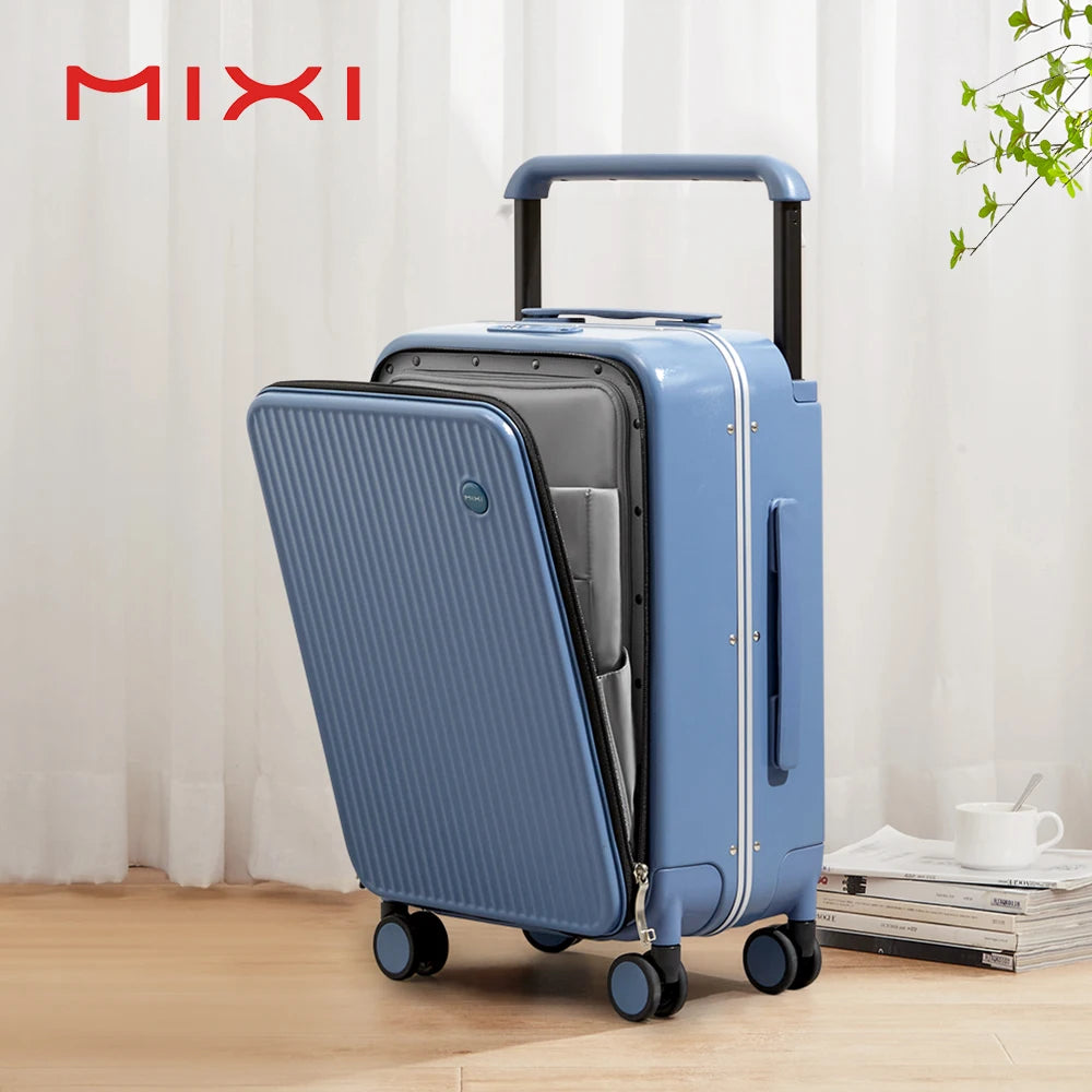 Valise Mixi M9277 – Bagage rigide à roulettes avec poche ordinateur, poignée large, coque PC et cadre aluminium, 20 et 24 pouces