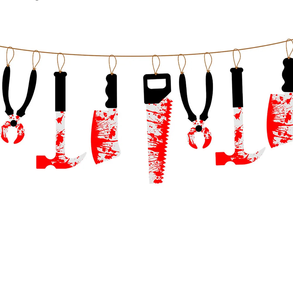 Banderole Halloween – Bannière Couteau Sanglante – Décoration Fête & Photo Horreur