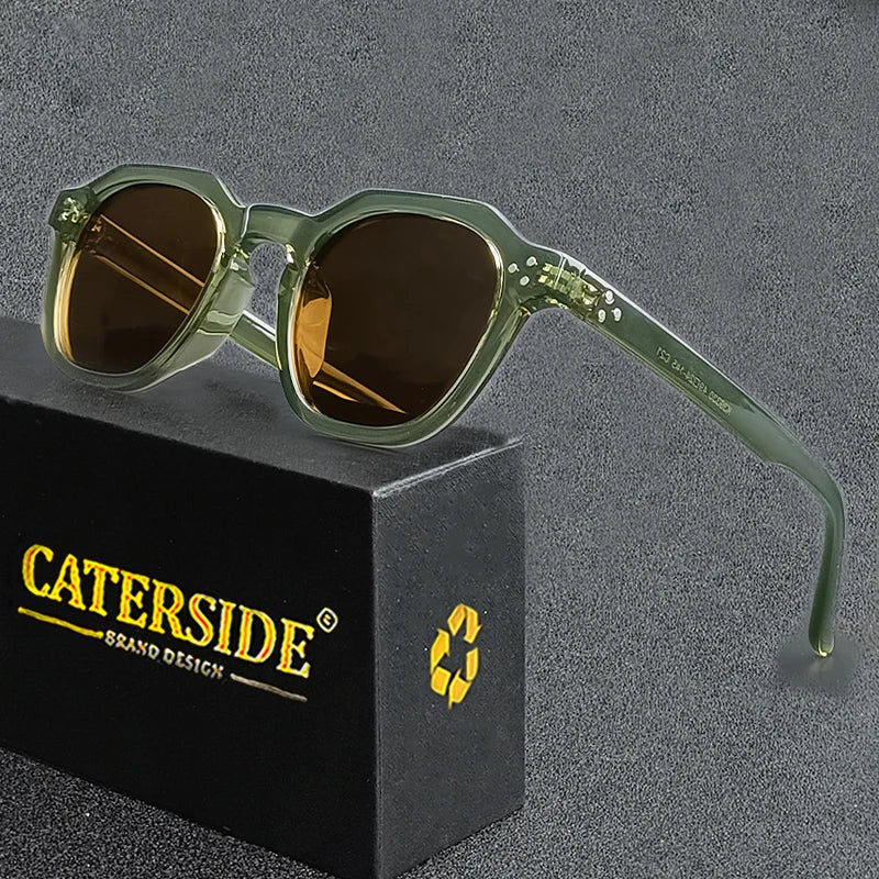 Lunettes de soleil polarisées rétro pour hommes et femmes, monture TR90 ultralégère, lunettes de soleil polygonales pour l'extérieur, lunettes de voyage de haute qualité