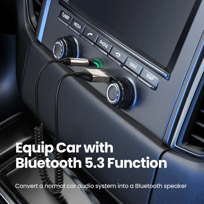Adaptateur récepteur Bluetooth 5.3 pour voiture UGREEN, kit mains libres, audio AUX, prise 3.5mm, musique sans fil, émetteur BT