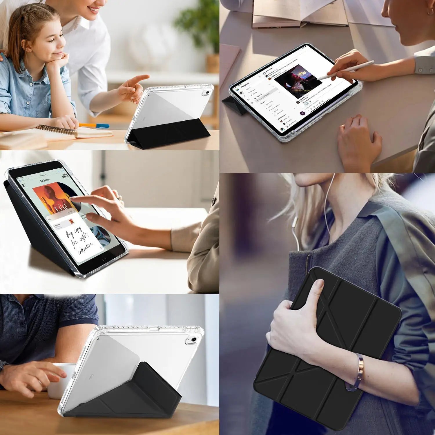 Coque iPad 3-en-1 Y-Fold Flip avec rabat magnétique – support multi-angles