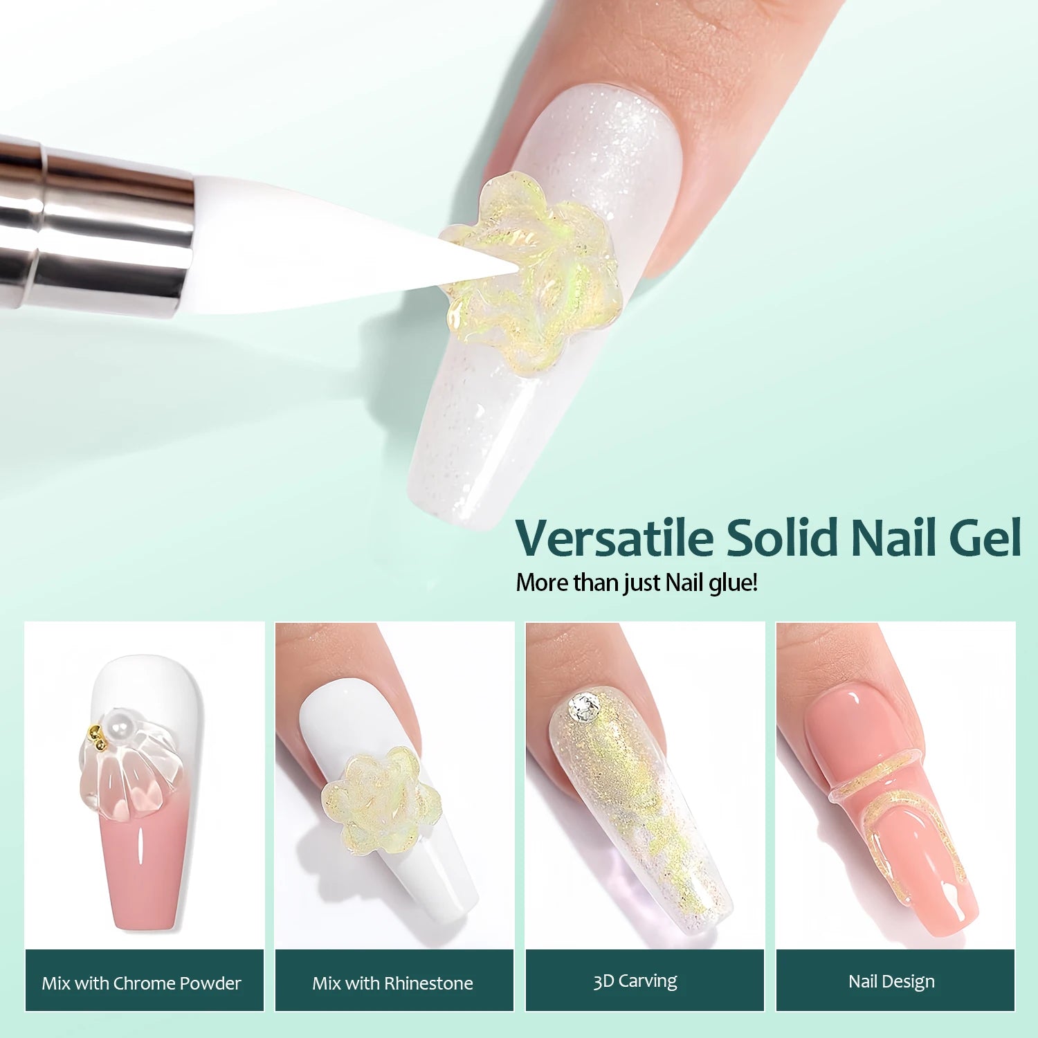 Gel Colle Solide pour Ongles à Pression, Adhésif Fort, Pointe de Gel Transparente, Gel UV Longue Durée, Sans Dommage, 20g (1/3 pièces)