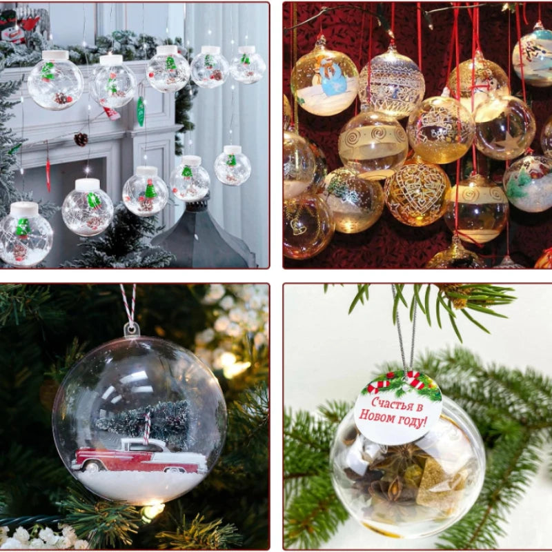 Boules de Noël transparentes rechargeables – 8 cm, lot de 4 ou 8 pièces, ornements à suspendre pour sapin et décorations de fête