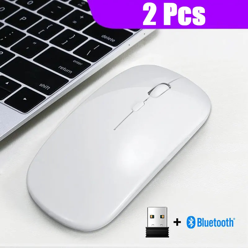 Souris sans fil 2,4 GHz + Bluetooth 5.0 pour tablette, ordinateur portable, souris sans fil ultra-fine, version à piles AAA