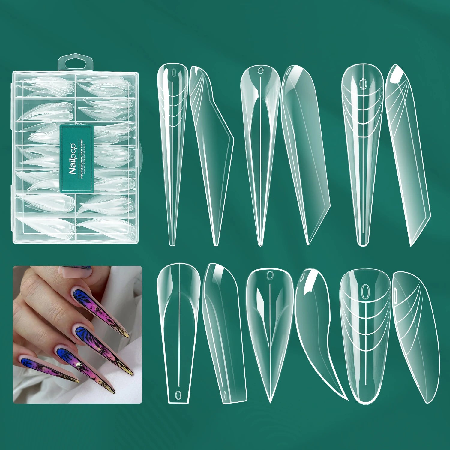 Moules à ongles à pression transparents, 70/140 pièces, 14 tailles