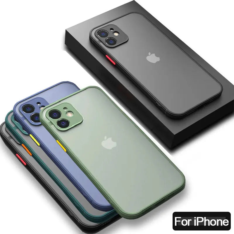 Coque antichoc en Silicone mat pour iPhone 11, 11 Pro, XS Max, XR, 12 Pro, 12, 12 mini