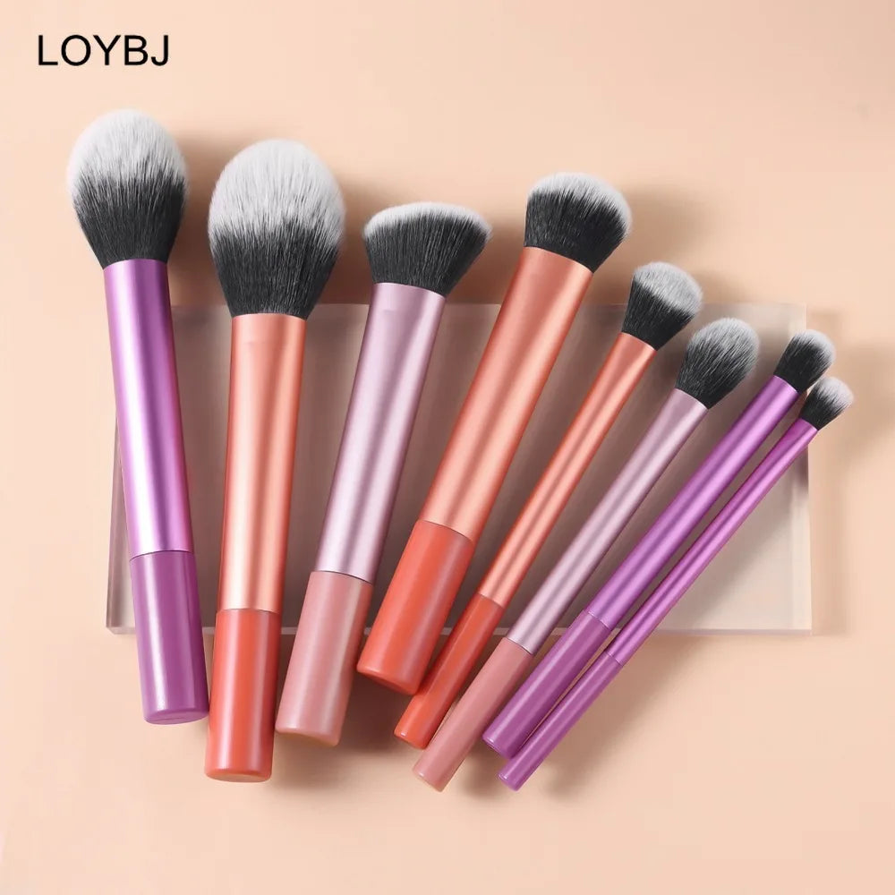 LOYBJ 8-teiliges Make-up-Pinsel-Set, Foundation, weiches Puder, Rouge, Kontur, Concealer, Lidschatten, professioneller Make-up-Pinsel
