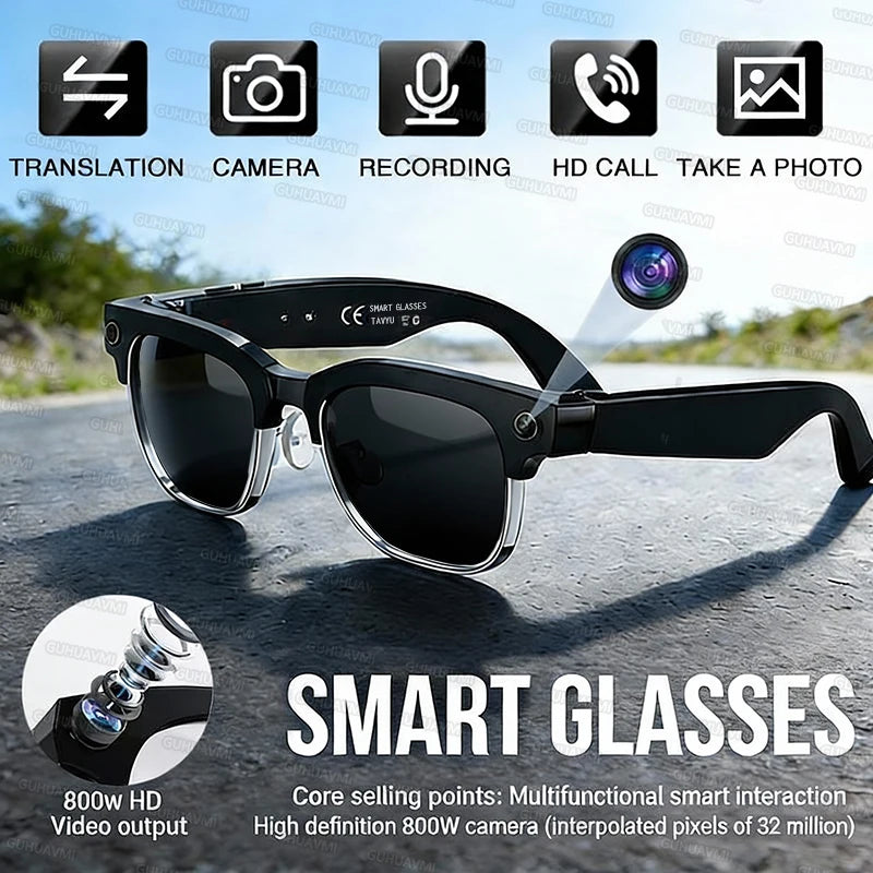 Lunettes intelligentes 800W Pixel 2026 GUHUAVMI W630 – Caméra IA, Appel Bluetooth 5.3, Traduction Vocale, Protection UV – Homme