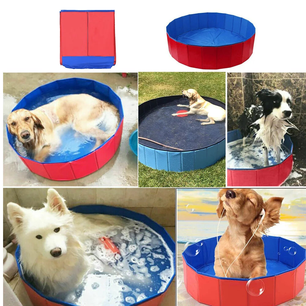 Piscine pliable pour animaux de compagnie, 160 x 30 cm, 120 x 30 cm, 80 x 20 cm, portable, avec valve de vidange, pour l'extérieur