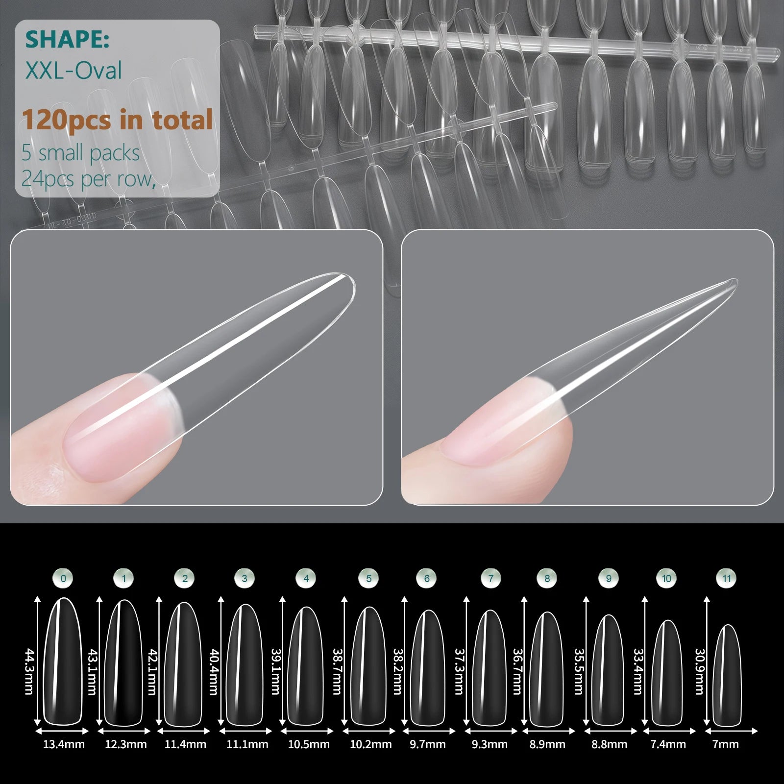 Faux Ongles XXL Cercueil Extra Long 120 pcs