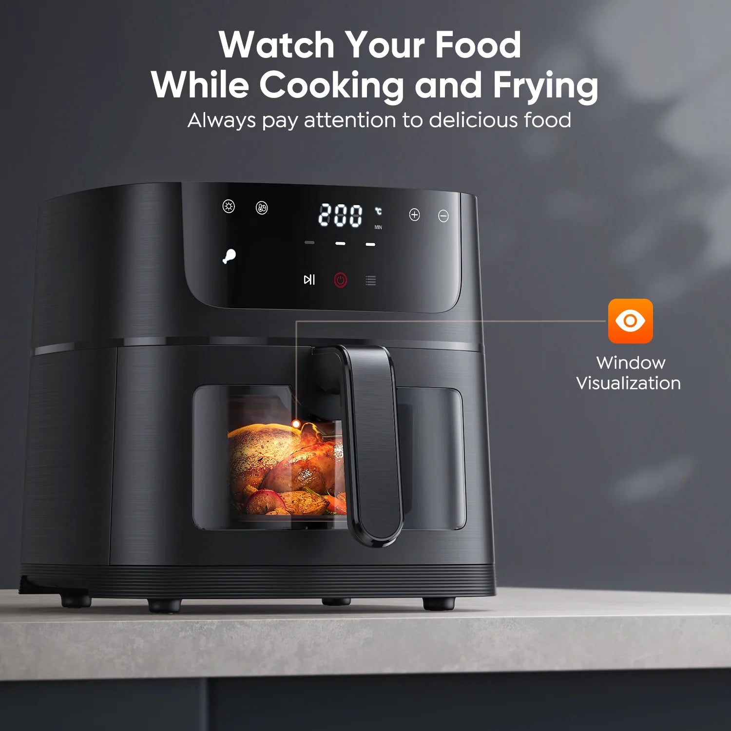 Friteuse à air intelligente sans huile, Air Fryer grande capacité, écran tactile LED, visualisation de fenêtre, appareil de cuisine, appareil ménager, 7L