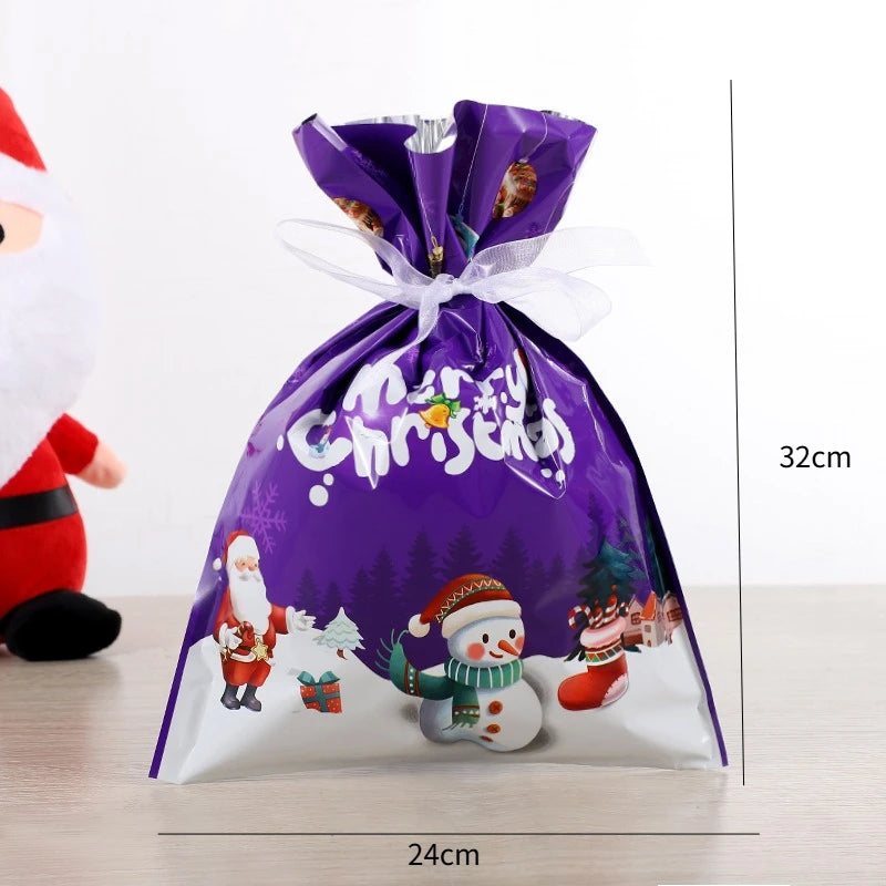 5/10 pièces emballage cadeau de noël sac à cordon joyeux noël père noël cadeaux sac Extra grande taille biscuits bonbons sacs Navidad