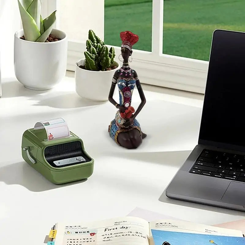 Vintage afrikanische Kunststatuette für Schlafzimmer, Skulpturen afrikanischer Frauen, dekorative Stammesmädchenfigur