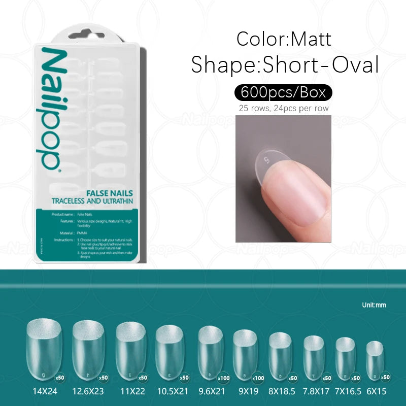 Faux Ongles Acrylique Nailpop PRO 600 pièces – Capsules Extension Multi-Formes