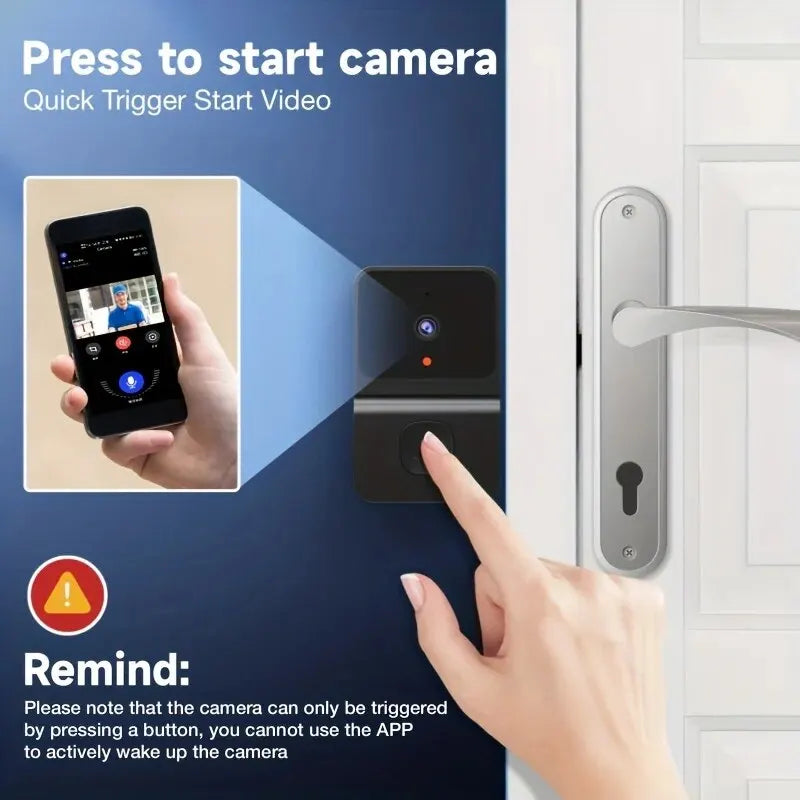 Sonnette de porte sans fil Wi-Fi avec caméra HD extérieure, interphone vidéo à vision nocturne