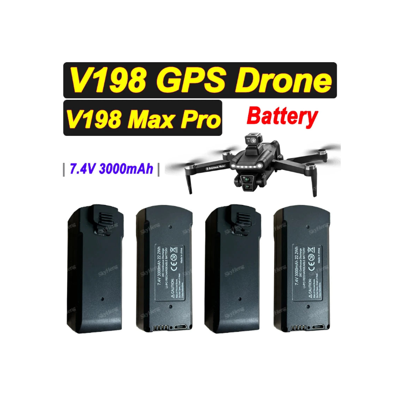 Batterie originale 7.4V 3000mAh pour Drone V198 MAX / V198 MAX PRO – Batterie de remplacement RC