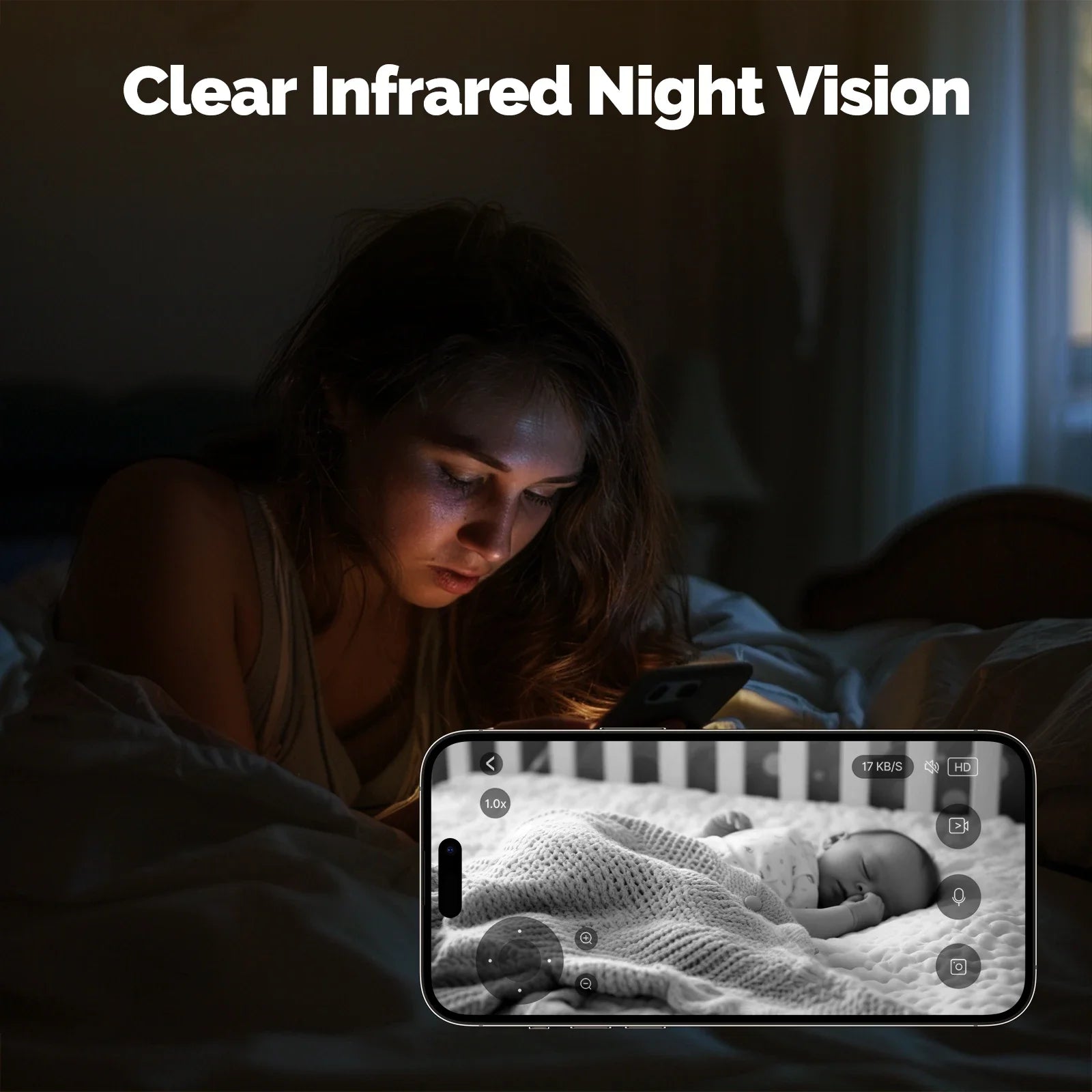 Caméra de sécurité intérieure intelligente, Wi-Fi, panoramique, inclinaison, vision nocturne infrarouge HD 4MP, détection de mouvement et de son, moniteur Guardian Patrol