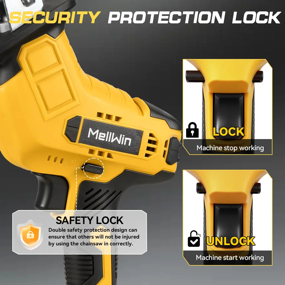 Scie Alternative Électrique Sans Fil MELLWIN – Coupe Bois, Métal et PVC, Compatible Batterie Makita 18V