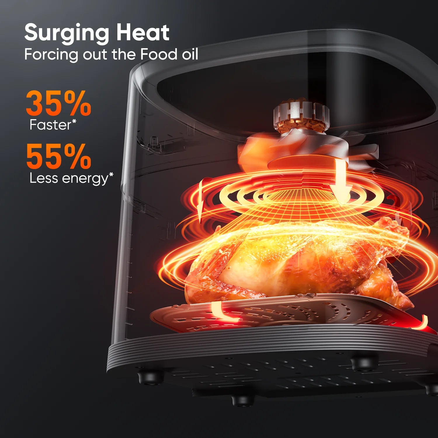 Friteuse à air intelligente sans huile, Air Fryer grande capacité, écran tactile LED, visualisation de fenêtre, appareil de cuisine, appareil ménager, 7L