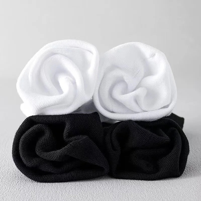 Chaussettes de sport 5 paires 100% coton été hommes femmes chaussettes noir blanc couleur unie Absorption Anti-odeur coupe basse respirante