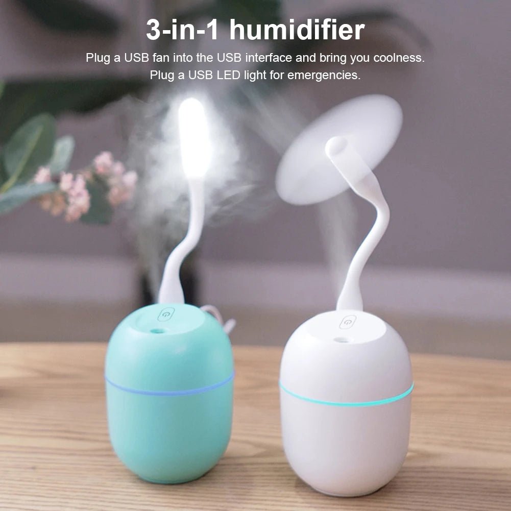 Humidificateur d'air à ultrasons portable USB, diffuseur d'huiles essentielles, brumisateur, avec lampe LED