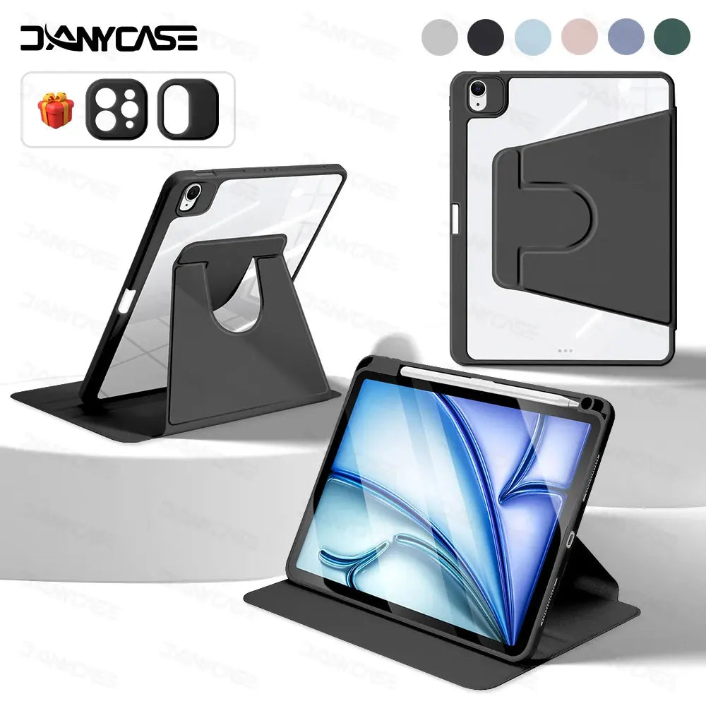 Étui iPad DANYCASE – Protection transparente antichoc avec fonction réveil automatique et support intégré