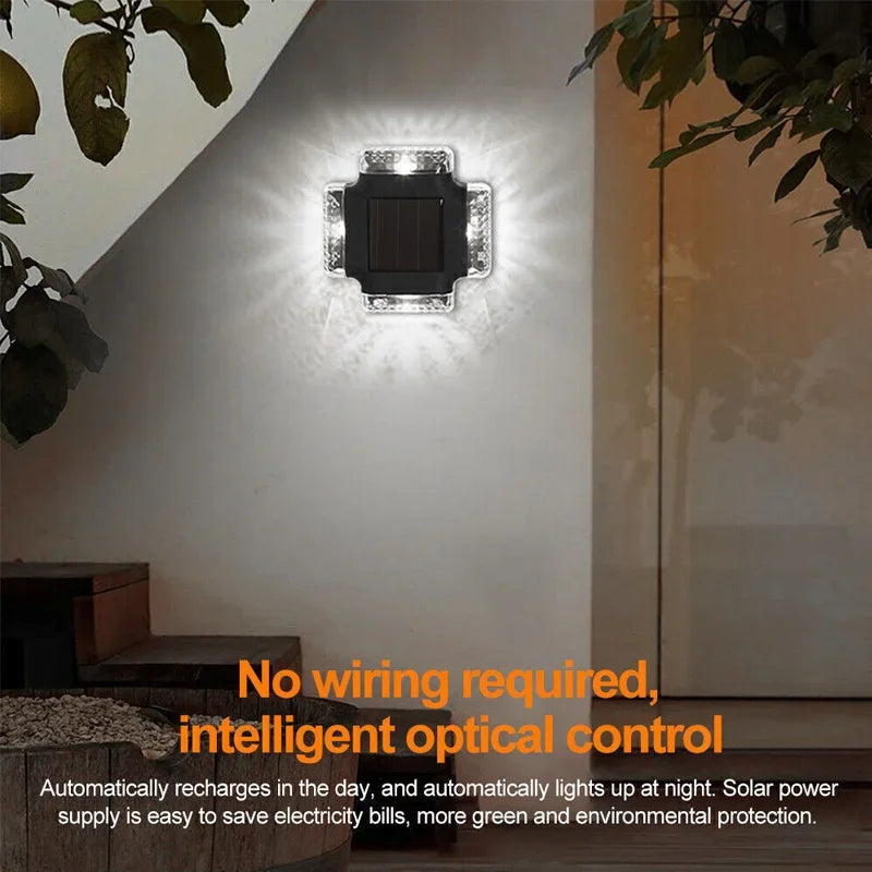Applique Murale Solaire LED Imperméable, Projecteurs à Quatre Côtés, Éclairage de Jardin, Décoration de Clôture de Cour, 1-10 Pièces
