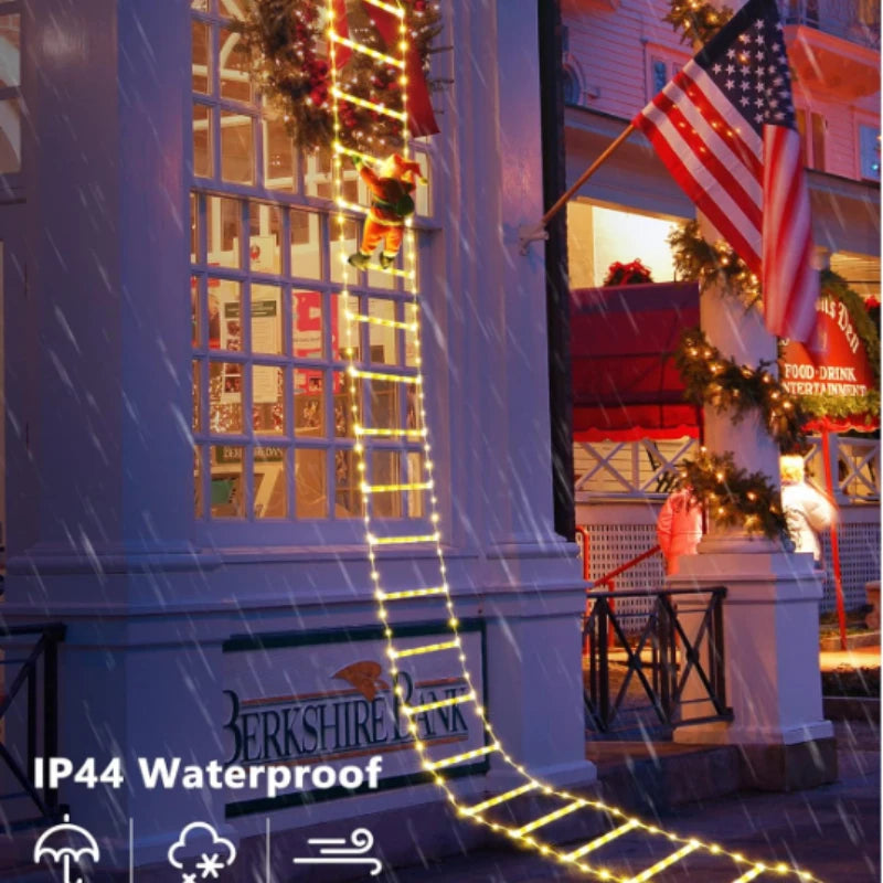 Échelle lumineuse Père Noël LED 1,5/3 m – Décoration de Noël avec 8 modes, USB, pour sapin, fenêtre et maison