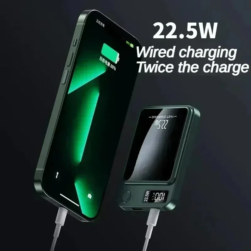 Batterie externe magnétique sans fil 100000 mAh, charge super rapide, batterie portable avec adaptateur Powerbank pour iPhone, Huawei, Samsung.