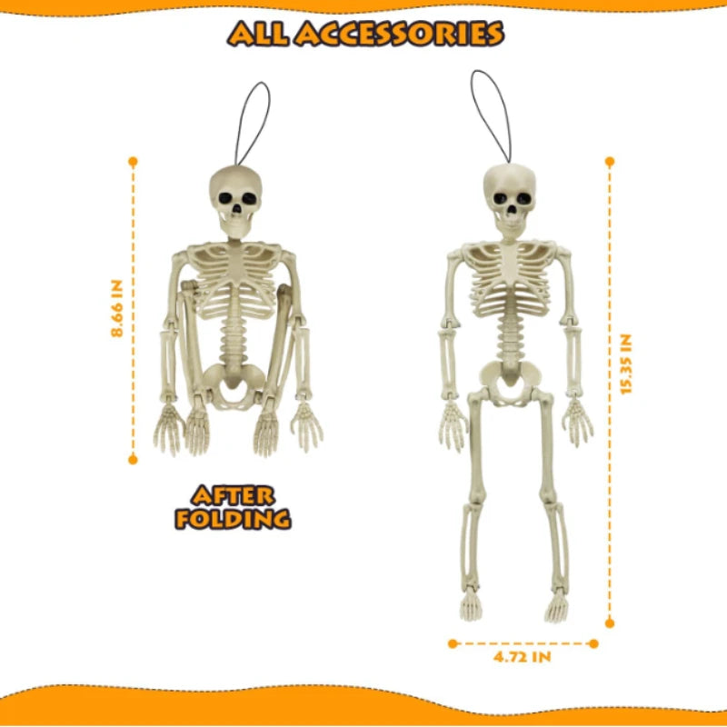 Squelette Mobile 40 cm – Crâne et Os Faux – Décoration Halloween & Maison Hantée