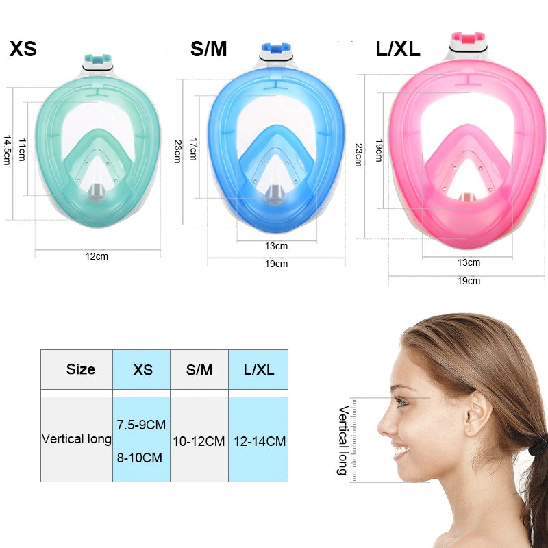 Masque de plongée en apnée pour enfants et adultes, masque intégral, lunettes anti-buée, équipement de natation, plongée sous-marine