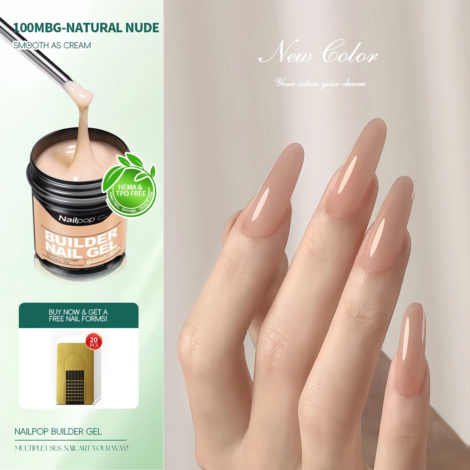 Gel de Construction UV/LED - Builder Gel Nailpop Milky Smooth 30 g ou 100 g