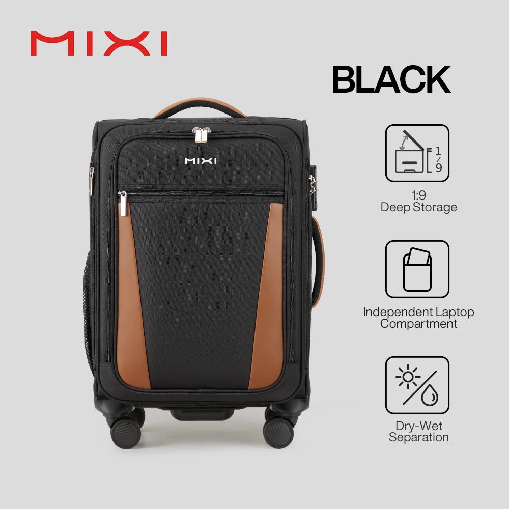Valise Oxford pour voyage d’affaires Mixi – hommes et femmes, bagage à main, Spinner roues, 20 pouces