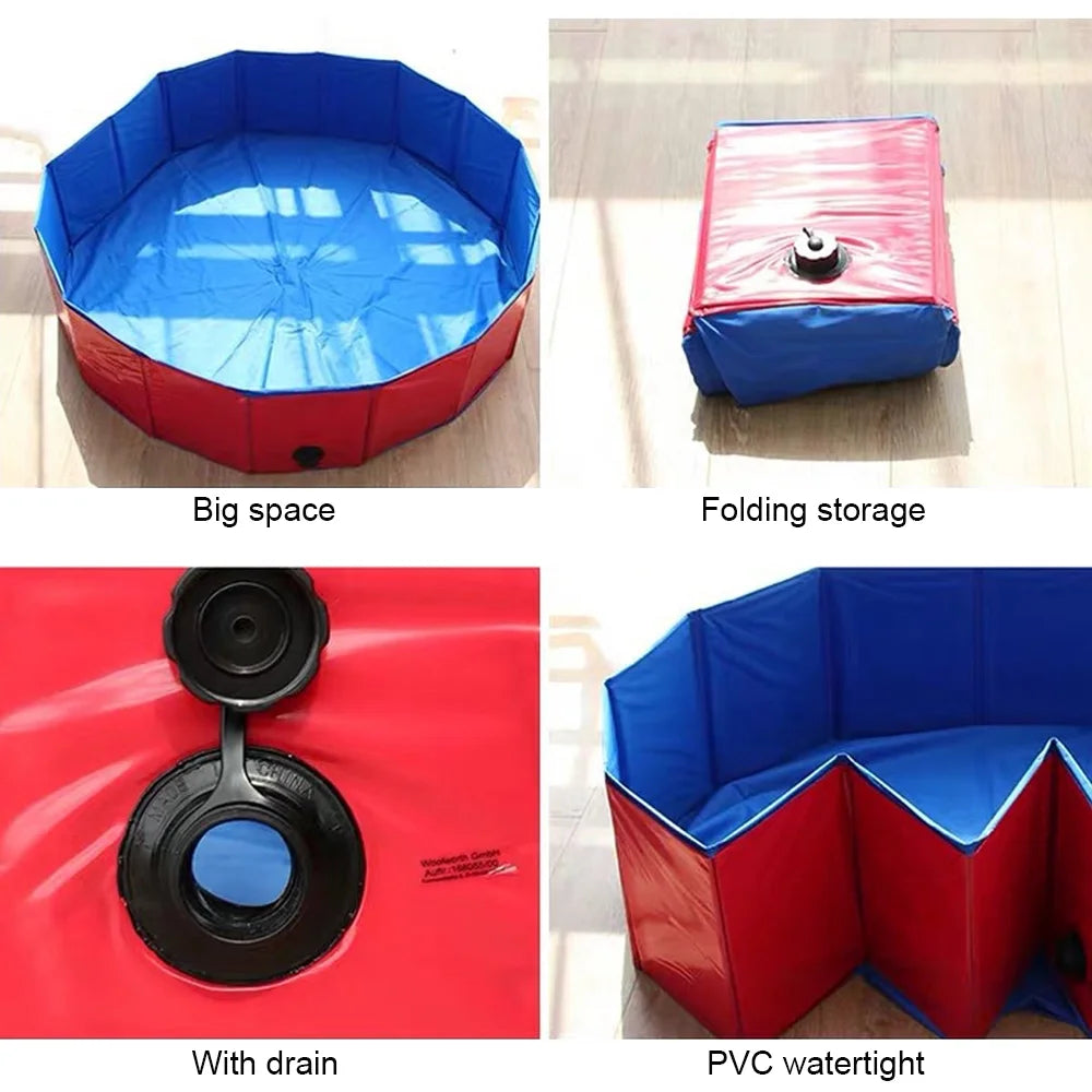 Piscine pliable pour animaux de compagnie, 160 x 30 cm, 120 x 30 cm, 80 x 20 cm, portable, avec valve de vidange, pour l'extérieur