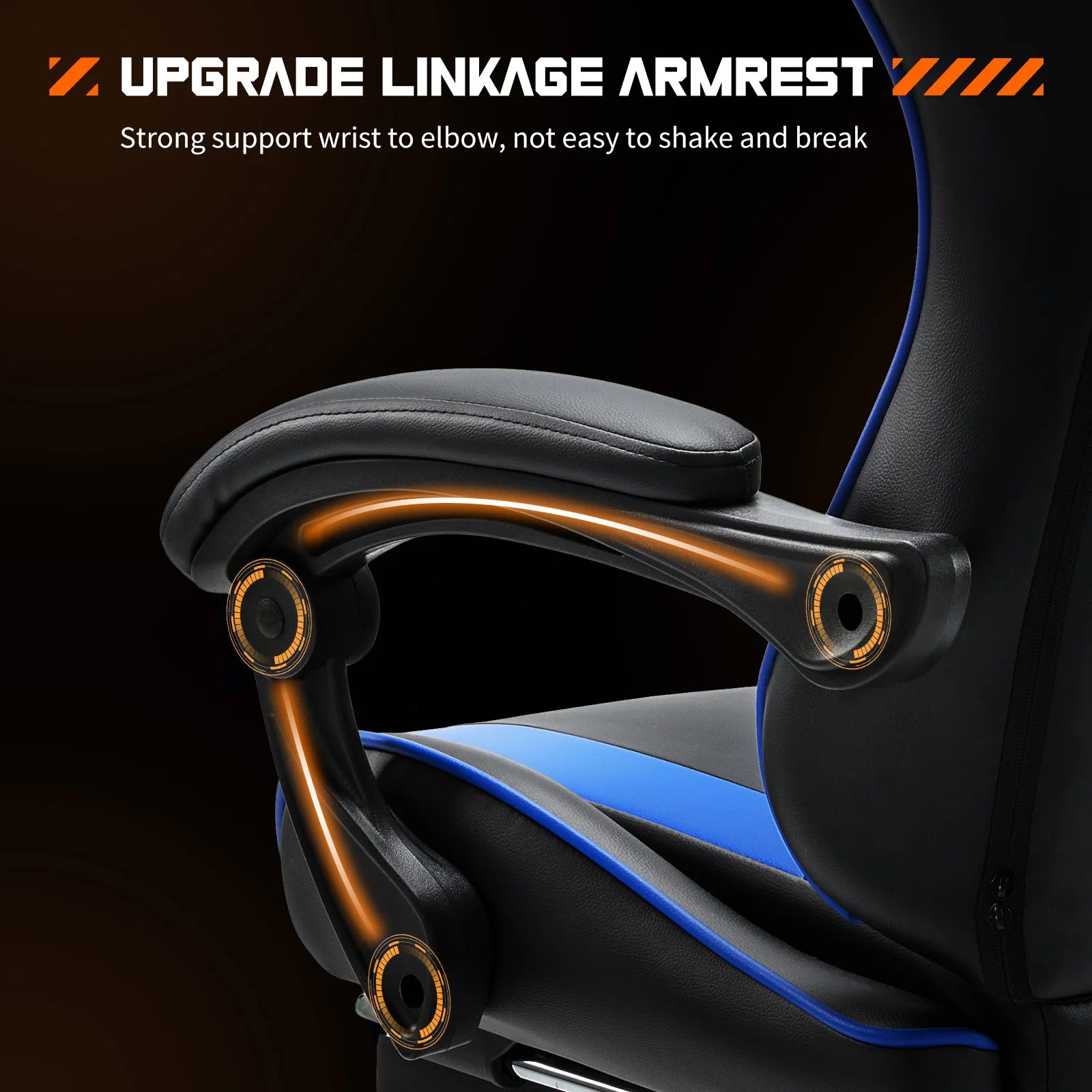 Fauteuil de jeu ergonomique JHK pivotante réglable en cuir PU avec appui-tête et support lombaire pour ordinateur de bureau