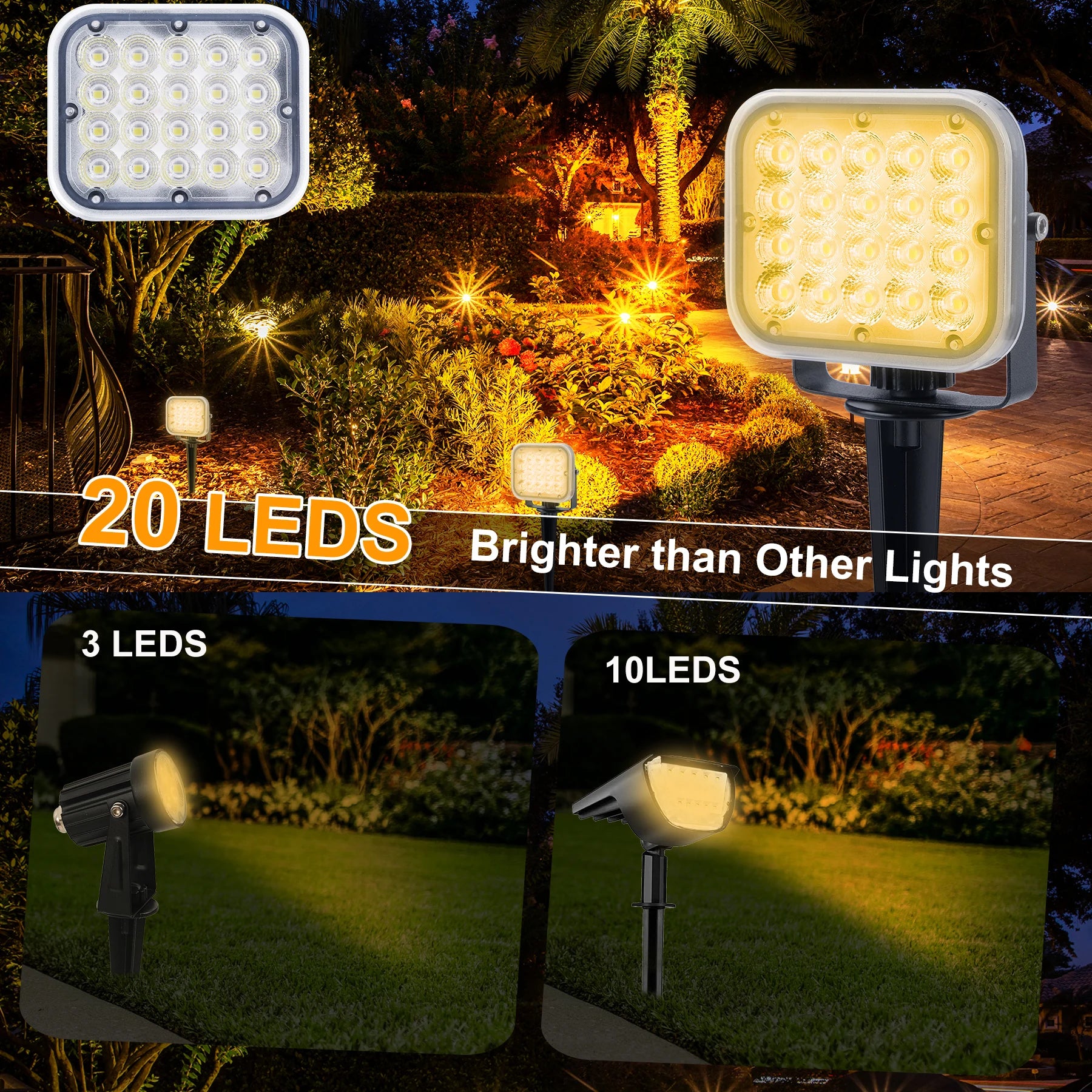 T-SUNRISE LED-Solarleuchte – IP65, 2-in-1 / 4-in-1 Außenbeleuchtung, 3000K/6000K/RGB, Garten- und Landschaftsleuchte