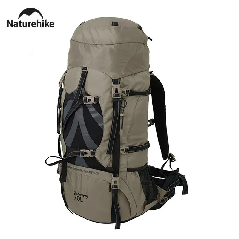 Natureifa-Sac à dos de camping ergonomique pour homme, grande capacité, sacs de randonnée avec housse de pluie, voyage en plein air, sacs à dos de trekking, 70L