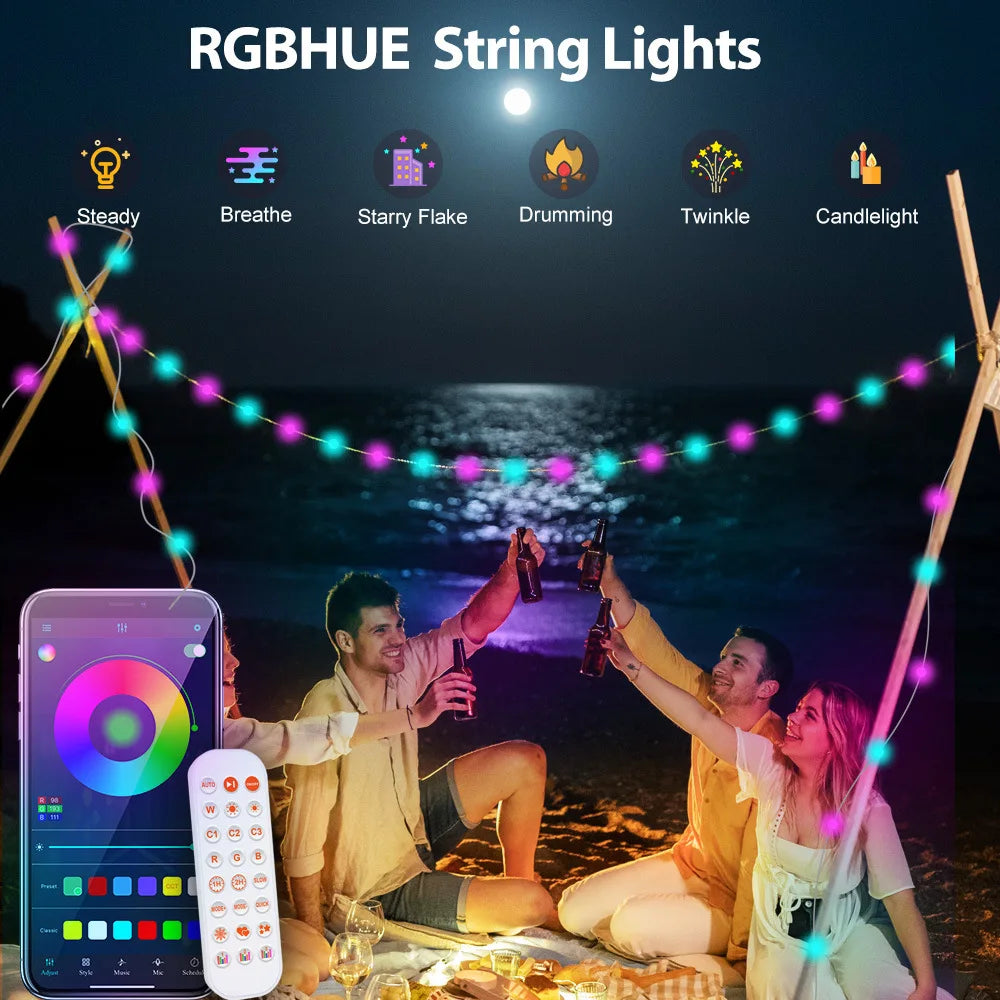 5M/10M/15M/20M Tuya Wifi Bluetooth APP lumière LED intelligente chaîne fée lumières pour jardin noël Festival décor extérieur intérieur