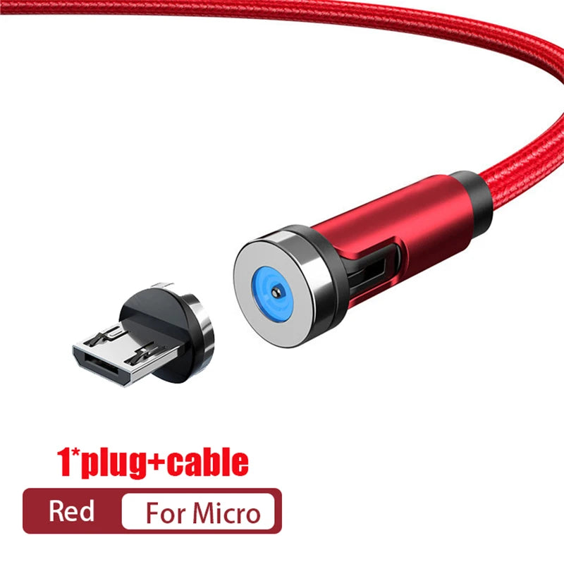 NNBILI 540 ° drehbares magnetisches Micro-USB-Typ-C-Kabel 3A Schnellladedatenkabel für iPhone Xiaomi Mobiltelefon