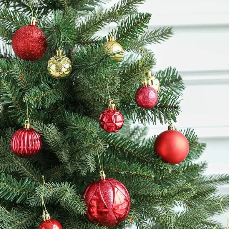 Weihnachtskugel-Dekoration, glänzender blauer Kugel-Anhänger, bemalte Box, Packung mit 34 Kugeln, Weihnachtsbaum-Dekoration