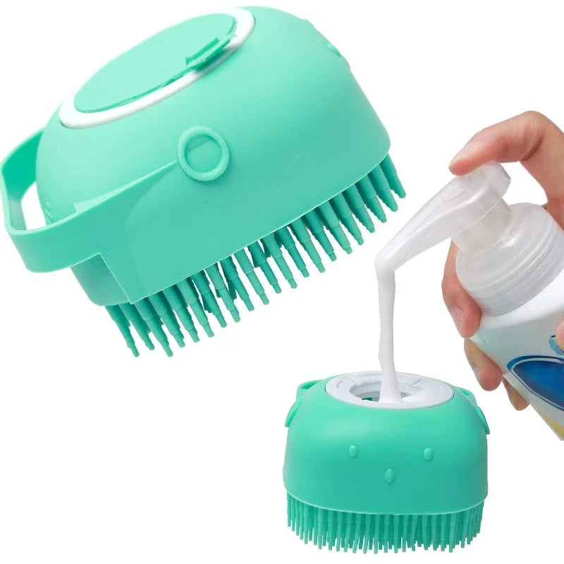 Brosse à shampooing en caoutchouc souple pour animaux de compagnie, peigne de massage pour chat, épurateur de toilettage pour le bain, 80ml