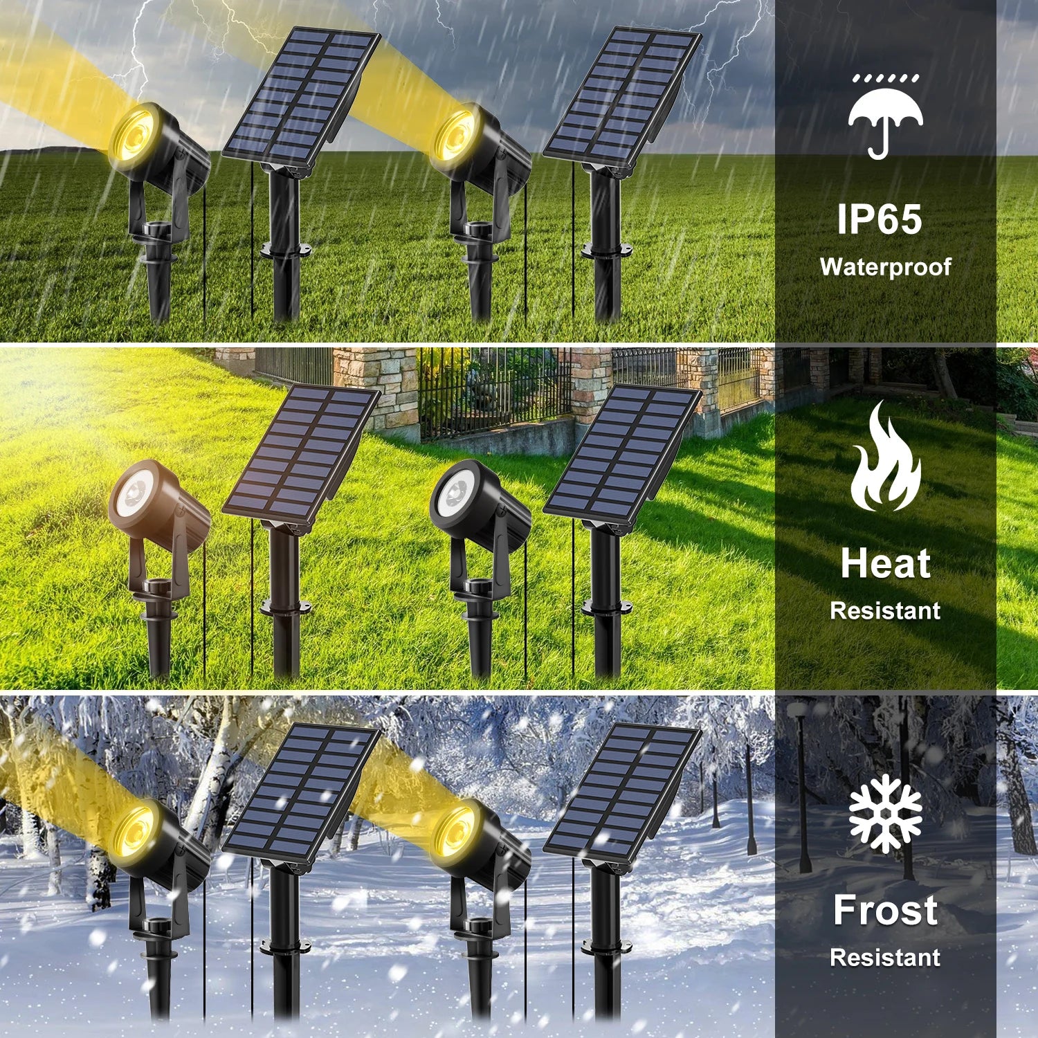 Solar-LED-Außenstrahler IP65 – 150 bis 800LM, 3M Kabel, 8-12h Akkulaufzeit, Garten- und Wegebeleuchtung