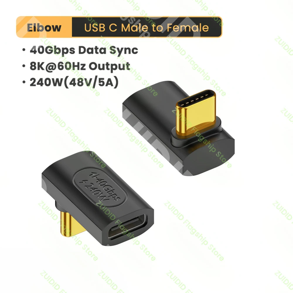 USB 4.0 40 Gbit/s PD240W USB-C auf USB-C Thunderbolt 3 Adapter 8K @ 60 Hz 48 V @ 5 A, Schnellladekonverter, OTG-Datenadapter für MacBook