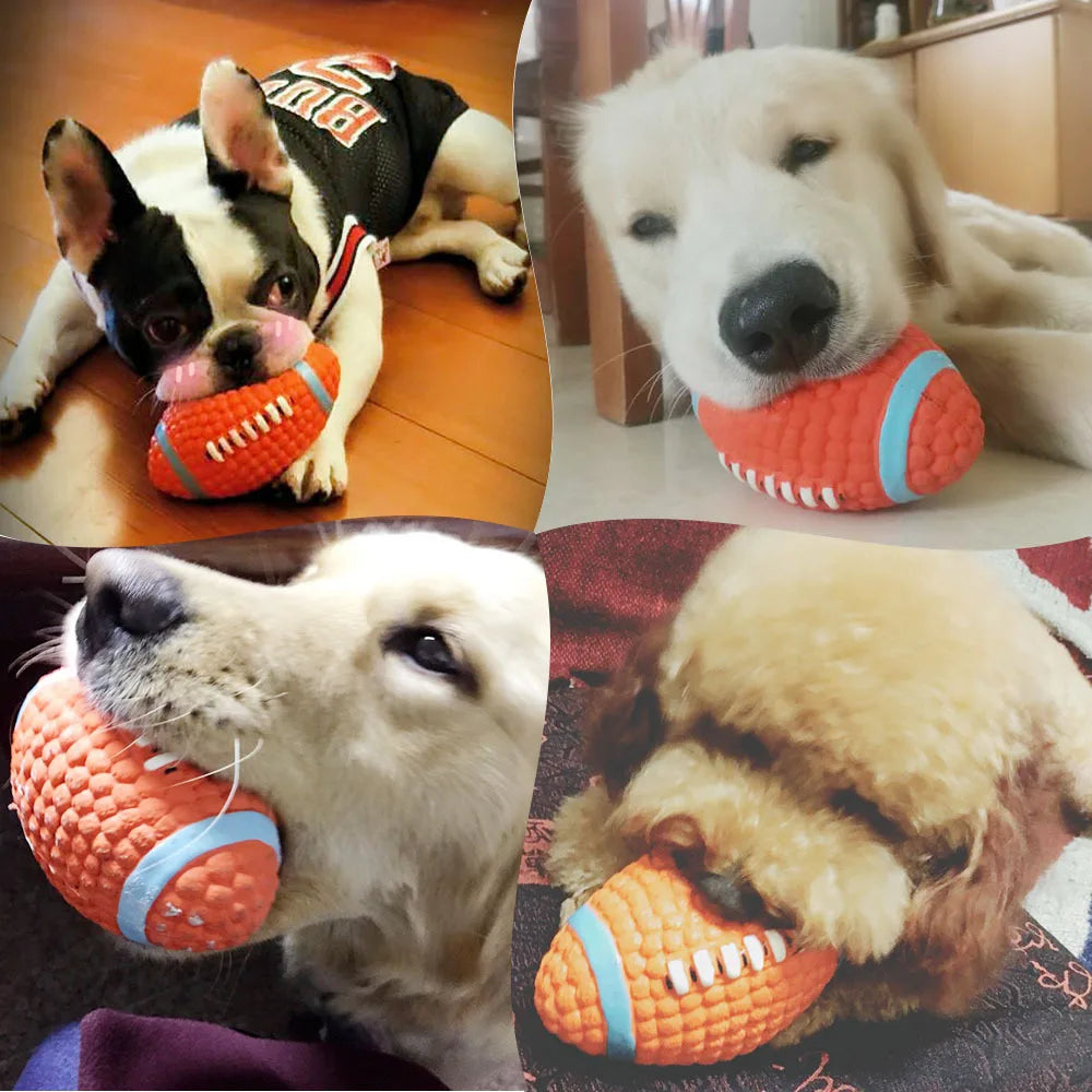 Ballon de Football en Latex Naturel pour Chien, Jouet à Mâcher Interactif, Doux et Rebondissant, Durable, pour Petits, Moyens et Grands Chiens